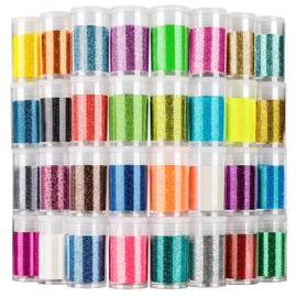 Nail Glitter for Manicures and Nail Art - 32 Vibrant Colors Glitters Powder Set with Storage Tray, Chunky & Fine Glitter Mix for Acrylic/Gel Nails, DIY Salon Set 1