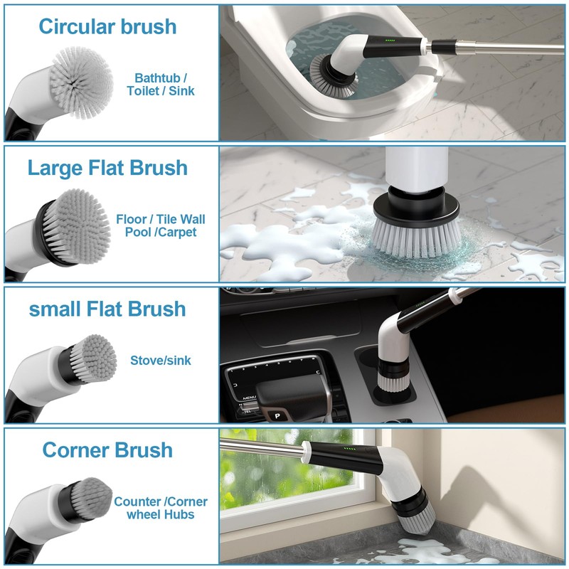 YKYI Replaceable Brush Heads Set,8 Pack for 𝐄𝐥𝐞𝐜𝐭𝐫𝐢𝐜 𝐒𝐩𝐢𝐧 𝐒𝐜𝐫𝐮𝐛𝐛𝐞𝐫,Suitable