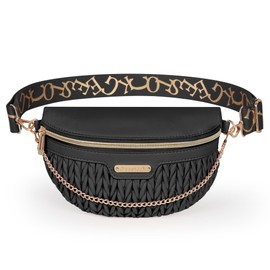 Geestock Fanny Packs for Women Trendy Quilted Crossbody Bum Bag, Black