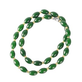 yigedan Halskette mit runden Edelsteinperlen aus natürlicher grüner Jade, weiterer Schmuck, Jade, Jade
