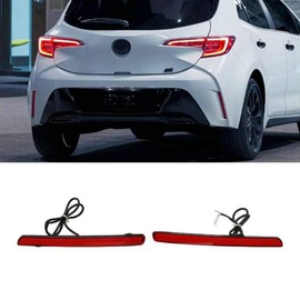 Left+Right Side Red LED Rear Bumper Reflectors Fog Brake Tail Light Sequential Turn Signal Lamps Fit for Toyota Corolla Hatchback 2019 2020 2021 2022