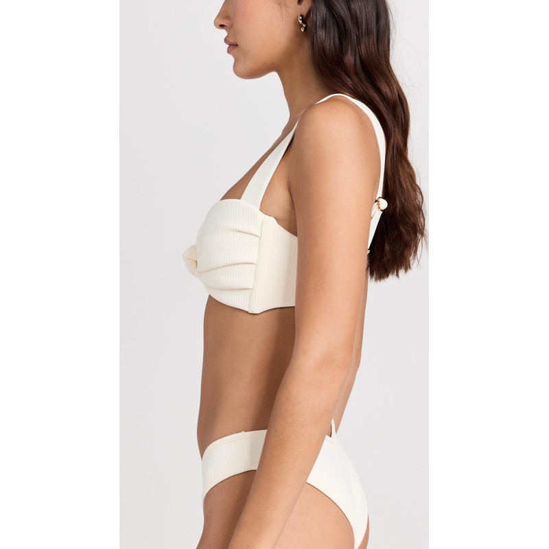 Montce Women's Hayden Bikini Top, Cream Rib, Off White, S