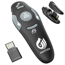 AMERTEER Wireless Presenter, 2.4GHz Powerpoint Presentation Remote Control Laser Pointer Office PowerPoint PPT Remote Control Clicker Presenter Flip Pen
