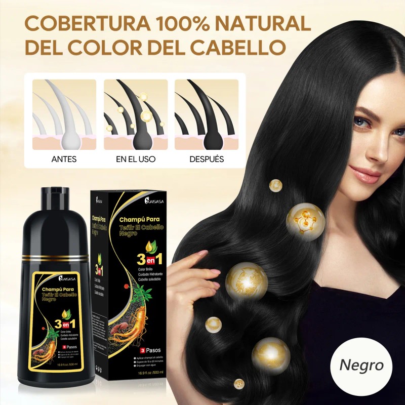 Shampoo Tinte Rapido Natural Cubre Canas Hombre Mujer 2pcs