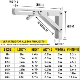 4PCS 10" Folding Shelf Brackets, Shelf Brackets Max. Load 220 lb Collapsible Heavy Duty Stainless Steel DIY Wall Mounted Shelf Bracket Space Saving for Work Table Bench, (White/10In/4pcs)