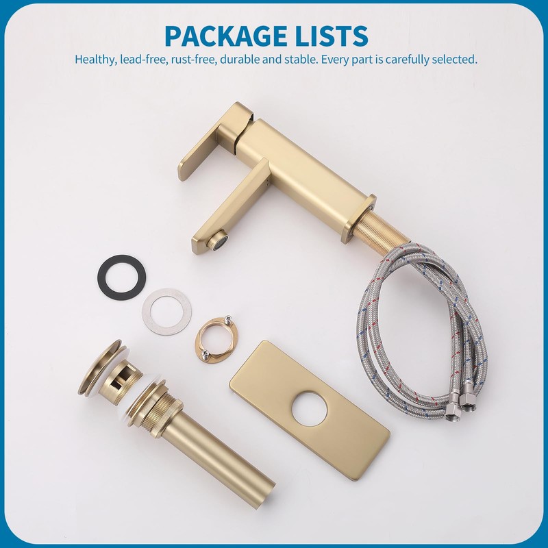 Weshi Bathroom Faucet, Modern Single Hole Bathroom Basin Faucets, Brass