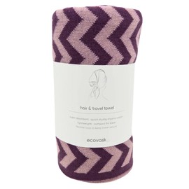 Ecovask Travel Towel & Hair Wrap - Organic Cotton, Original / Grape Orchid Chevron