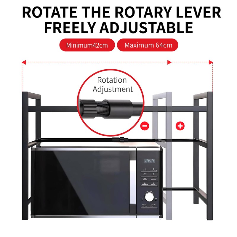 ZrgGea Microwave Stand, Microwave Oven Rack, Expandable Microwave Stand Countertop