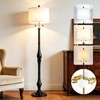 Fismool Farmhouse Floor Lamp, Solid Wood Standing Lamp, Linen Shade,