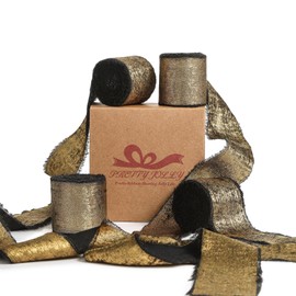 Pretty Jolly Black Chiffon Silk Ribbon Set - 4 Rolls x 5 Yards Each - Wedding, Christmas, DIY Crafts