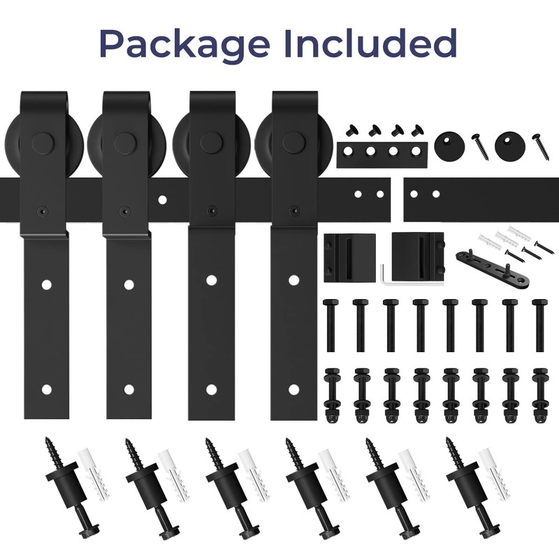 SMARTSTANDARD 8 Feet Bypass Sliding Barn Door Hardware Kit -