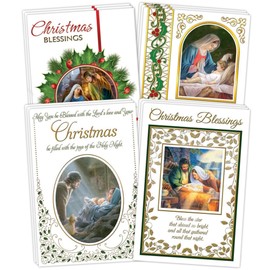 Trinity Church Supply Boxed Religious Christmas Cards, Inspirational Keepsake Holiday Gifts, Four Different Designs, 3 of Each Included, 12 Pieces Total