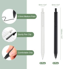 M&G Gel Pen Medium Point 0.5mm, 12 Pack Quick Dry Smooth Retractable Black Gel Ink Rollerball Pen for Home Office Writing Note Taking Journaling Business, Style 5