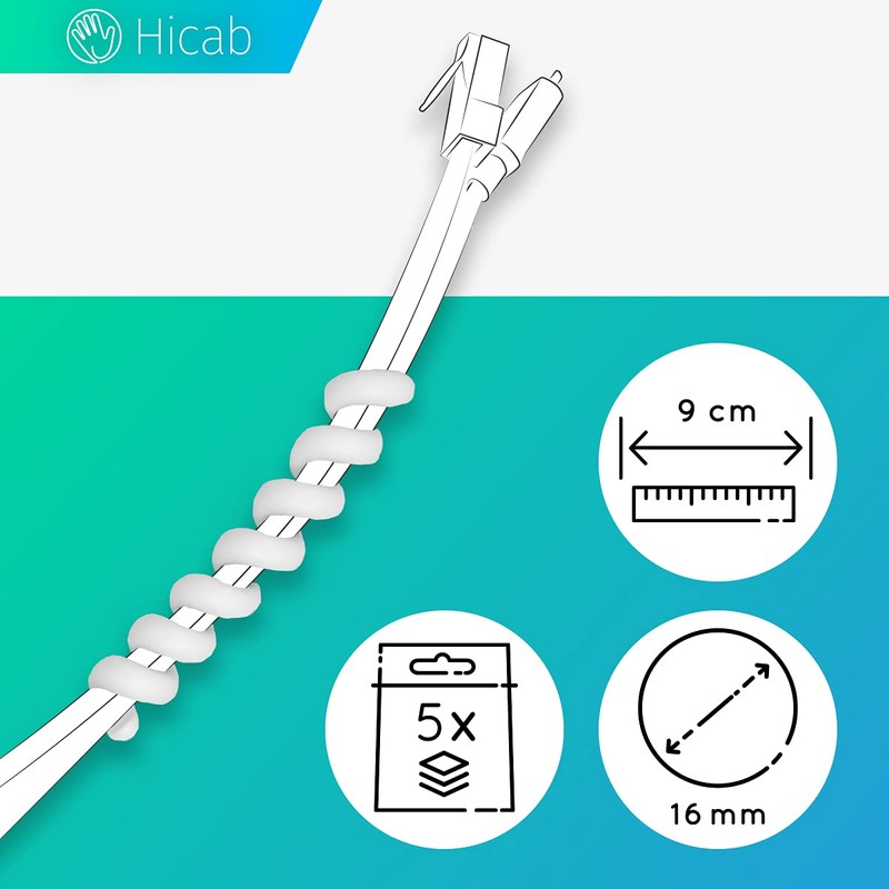 Hicab Mobile Cable Bundler and Cable Holder Spiral, Pack of