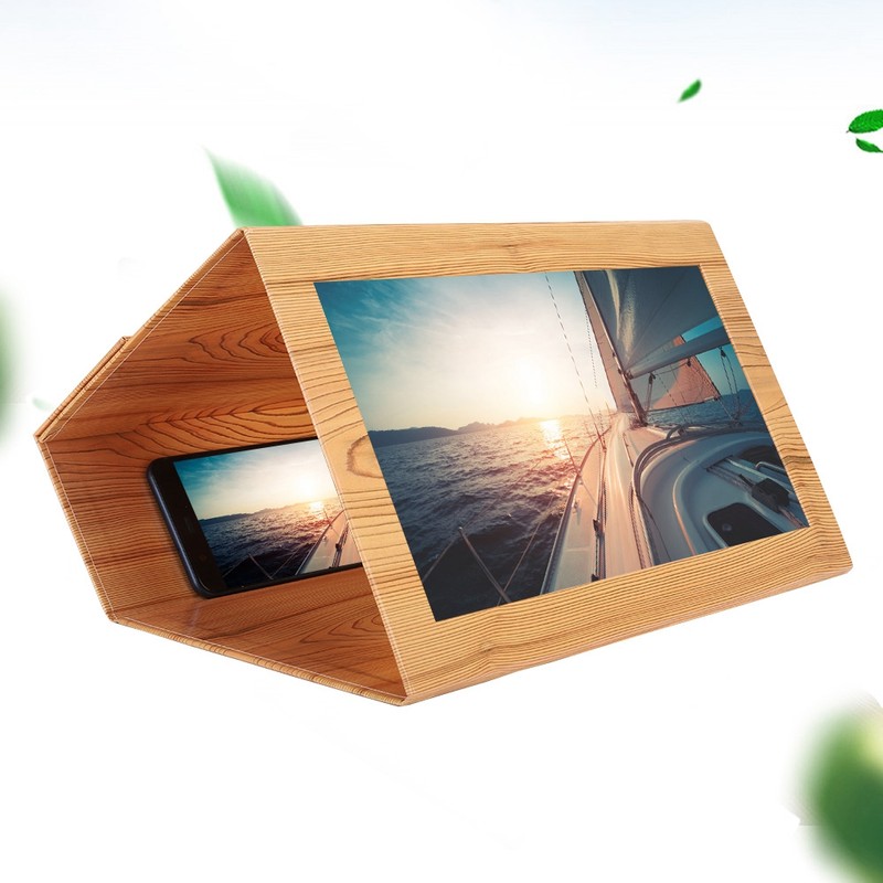 12inch Wood Grain HD Foldable Waterproof Mobile Phone Screen Amplifier