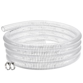 ZY-hosetube Suction Hose 3/4" ID - 50ft Clear Wire Reinforced Vinyl Tubing Heavy Duty PVC Spiral Steel Flexible Hose, Drain Fuel Oil Gas Water for Marine Bilge Pump Pond Spa, with 2 clamps