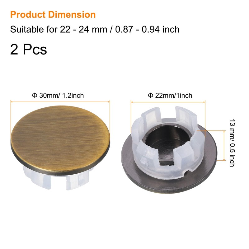 uxcell 2Pcs Sink Overflow Cover Basin Trim Copper Overflow Rings