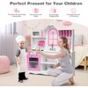HOMGX Kids Wooden Play Kitchen Set, Classic Toddler Pretend Kitchen