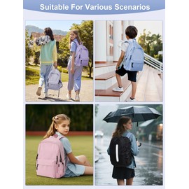 FIORETTO Backpack Womens School Bag Girls Boys, Lightweight Water-Resistant Fits 15.6” Laptop Large Capacity Rucksack with Rain Cover, Ideal for School College Commuting Travel Blue