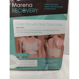 Marena Recovery Classic Bra W/ Drain Tube Loops BNVL 3840 H Large Beige