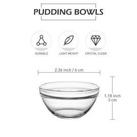 DABH4ND Stackable Glass Bowls for Cooking Baking Food Prep – Clear Cups, Meal Prep Cup, Perfect for Serving and Storage - Set of 12 (S, Fl Oz, 1.5)