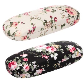 EZESO ESSENTIAL SKINCARE 2 PCS Glasses Case Hard Shell Eyeglass Case for Women Fabrics Floral Retro Spectacle Case Box Portable Eyeglass Cases