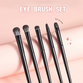 PLABBDPL 6pcs Eyeshadow Makeup Brush Set, Brush Cosmetic Bag Portable Travel Make Up Brush Bag, Brush Set Makeup Professional Foundation Make Up Brush Set (Black)