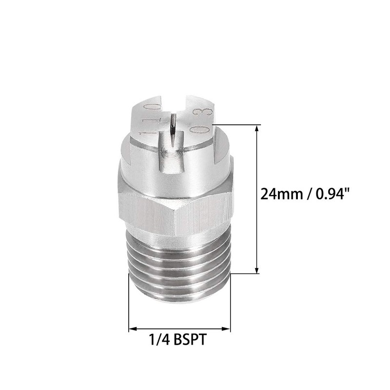 sourcing map Flat Jet Nozzle Tip - 304 Stainless Steel