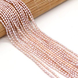 Natural Mini Pearl Beads Small Rice Shape Cultured Freshwater Pearl Bead String for Jewelry Making Women DIY Gift 2.5-3mm