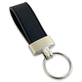 pubblimania Elegant PU Leather Keyring with Ring Useful for House Keys, Car, Motorcycle, Scooter, Gate, Lightweight and Very Durable, black