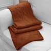 Aormenzy Dark Terracotta Knit Throw Blankets Cable Knit Decorative Throw