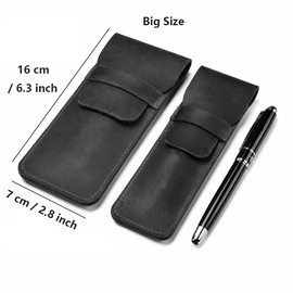 Aabellay Leather Pencil Case Pencil Case Pen Case Handmade Pen Holder Leather Case Pen Case for Fountain Pen Pen Case Ballpoint Pen Stylus Pen - Large Black