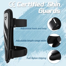 WVVOU Football Shin Pads for Youth Adults, Kids Soccer Shin Guards for Soccer Boys Girls, Double Adjustable Straps Football Shin Guards, Super Impact Resistance, Lightweight, Breathable