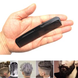 LUXXII (6 Pack) 5" Pocket Black Plastic Handle Beard & Mustache Hair Comb Designed for All Hair Types (B)