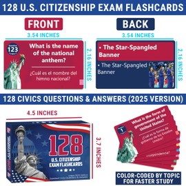 BOOPZILLA US Citizenship Flash Cards 2026, 128 USCIS Civics Test Questions