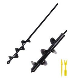 2 Pack 1.6"x16.5" & 3”x12" Auger Drill Bit Garden Plant Flower Bulb Auger Rapid Planter Bulb & Bedding Plant Auger for Most 3/8" Hex Drive Drill Earth Auger Drill Fence Post Umbrella Hole Digger