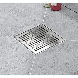 Linear Shower Drain with Grid Cover, Professional Brushed 304 Stainless Steel, High Flow, Hair Catcher Shower Drain (Stainless Steel, 6 inch)
