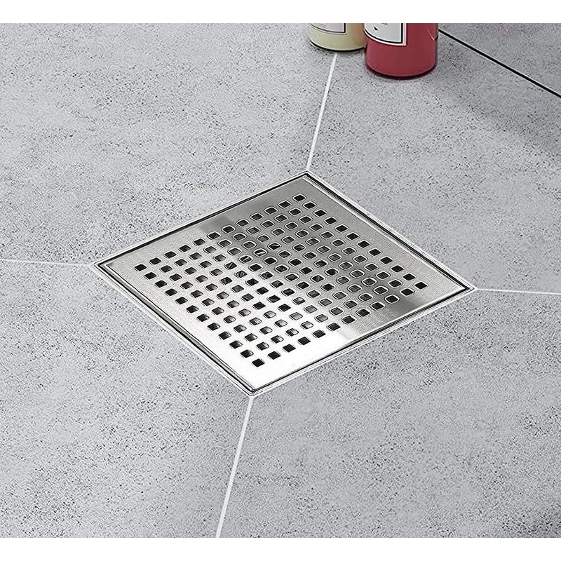 Linear Shower Drain with Grid Cover, Professional Brushed 304 Stainless