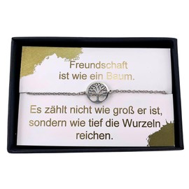 NataschaWoge® Gift Tree of Life Subtle Minimalist Rhinestone Stainless Steel Best Friend Bracelet Friendship Bracelet Friendship Jewellery Birthday Bracelet Gift Idea, Stainless Steel