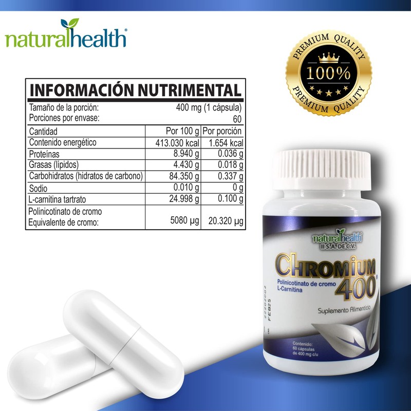 CHROMIUM 400, 2 frascoS con 120 cápsulas de 400 mg