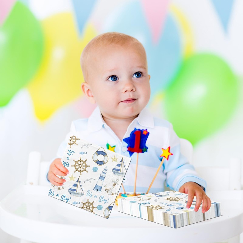 Ahoy birthday napkin