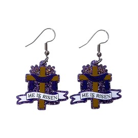He Is Risen Cross Easter Earrings