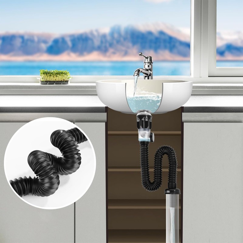 BDHYYM Siphon Sink Drain Pipe, Drain Fitting, Sink, Flexible Drain
