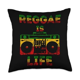Reggae Is Life Music Boombox Rastafari Roots Rasta Lover Throw Pillow