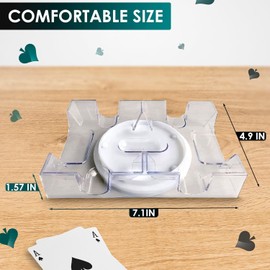 Dual Deck Revolving Card Holder - 360 Degree Poker Playing Cards Holder Canasta Card Holder Casino Accessories Acrylic Playing Card Holder for Playing Card Games - Clear Tray Poker Card Deck Holder