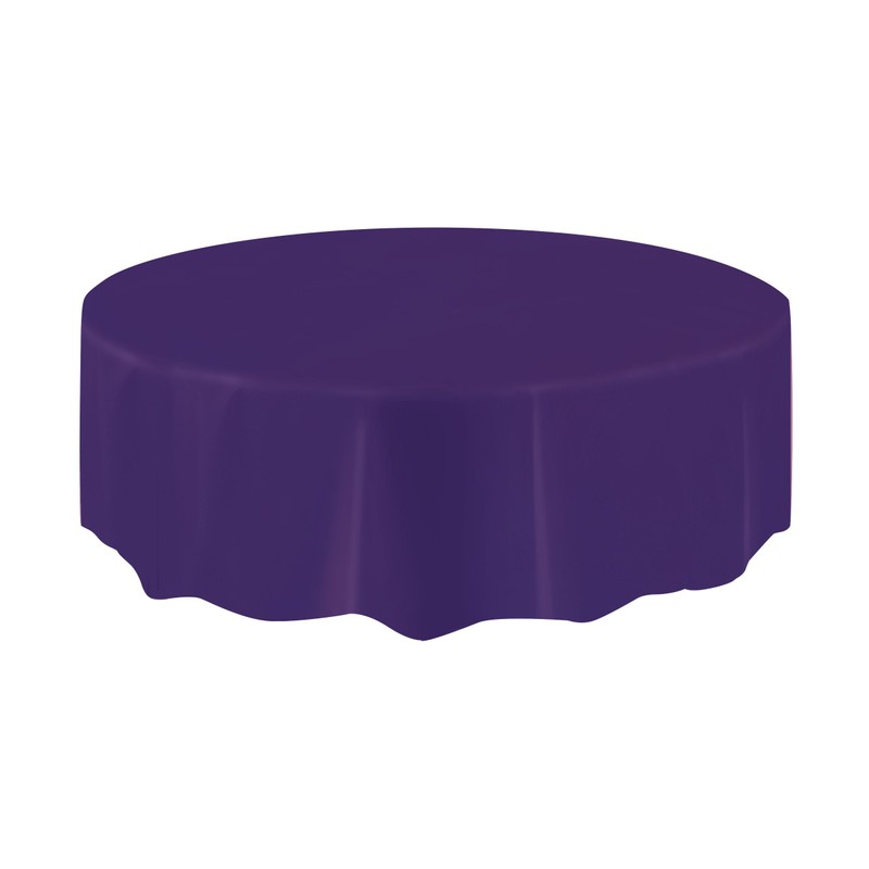 Deep Purple Solid Round Plastic Table Cover (213cm) 1 Count