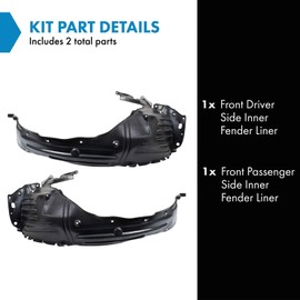 TRQ TRQ Front Inner Fender Liner Set Compatible with 2012-2015 Honda Pilot HO1248153 HO1249153