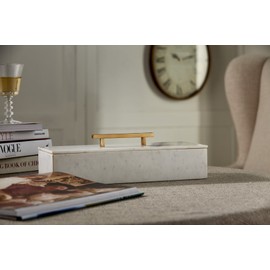 IMAX 82507 Keely Marble Lidded Box, White