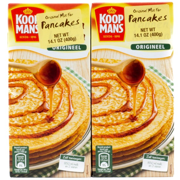 Koopman's Dutch Pancake Mix, Pannen Koeken - Original PannenKoeken Mix, Dutch Holland Import, 14.1 Oz. Per Box (Pack of 2)