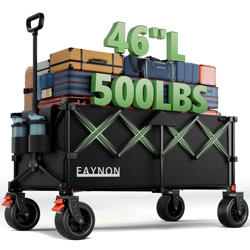 46" L Collapsible Foldable Extended Wagon, 500LB Weight Capacity with